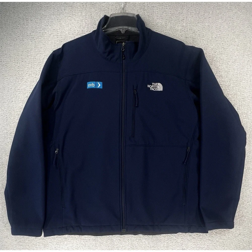 The North Face Jacket Mens XL Apex Bionic Softshell Navy Silicon Valley Bank EUC